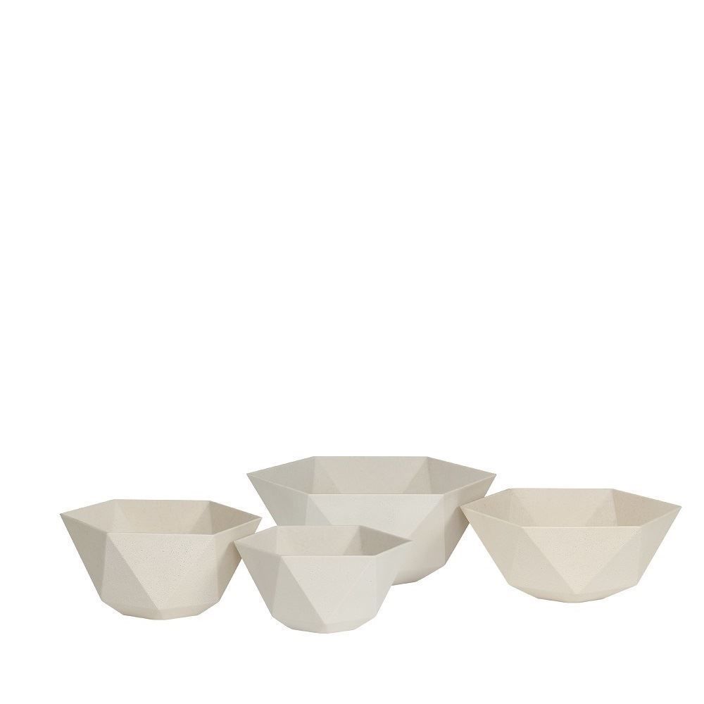 Sandstone Altıgen Saksı Beyaz 35x15 cm