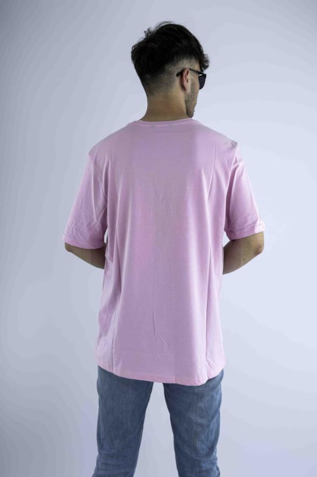 Erkek Pembe Oversize Mood T-shirt Cırt Cırtlı Değiştirilebilir Mood Sticker