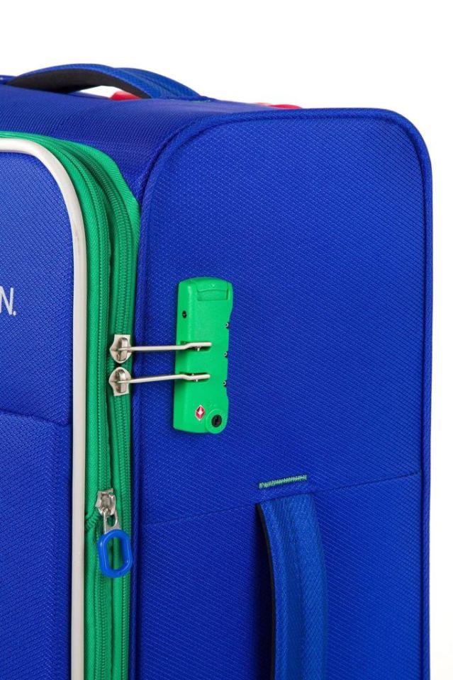 Benetton Orta ve Kabin 2'li Valiz Seti Ultra Light Hafif Kumaş Valiz Saks Mavi Bnt2200