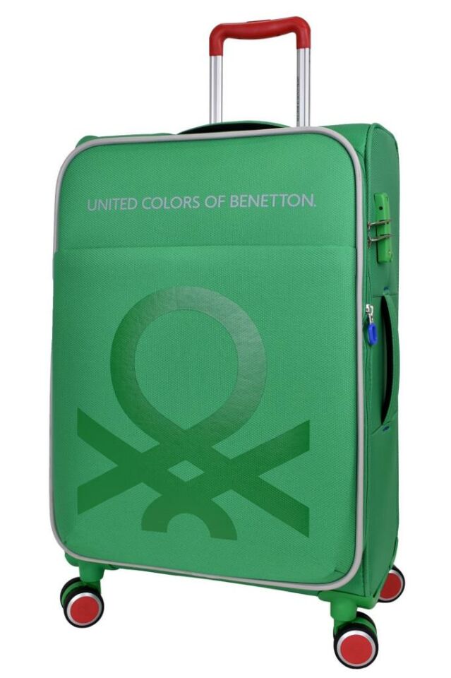 Benetton Büyük ve Kabin 2'li Valiz Seti Ultra Light Hafif Kumaş Valiz Yeşil Bnt2200