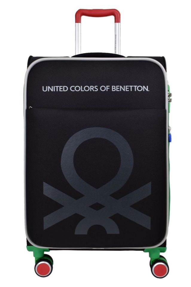 Benetton Büyük ve Kabin 2'li Valiz Seti Ultra Light Hafif Kumaş Valiz Siyah Bnt2200