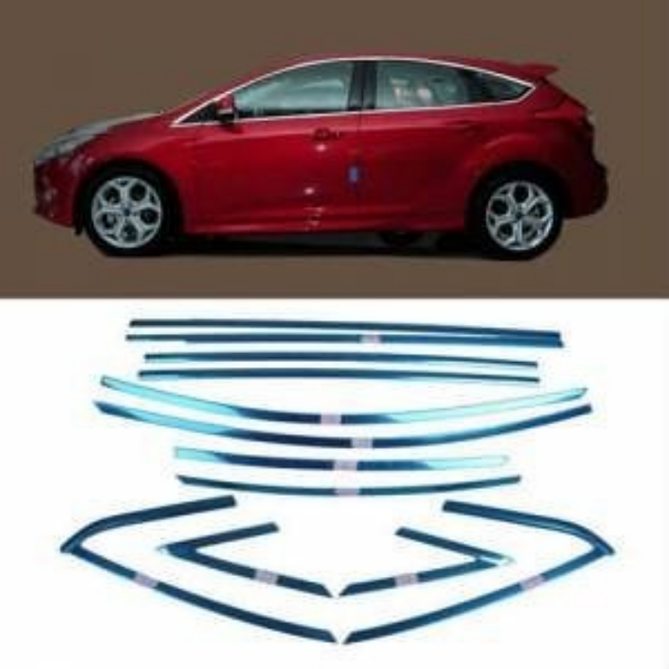 Ford Focus 3 Hb Krom Cam Çerçeve Çıtası 2012-2015 arası