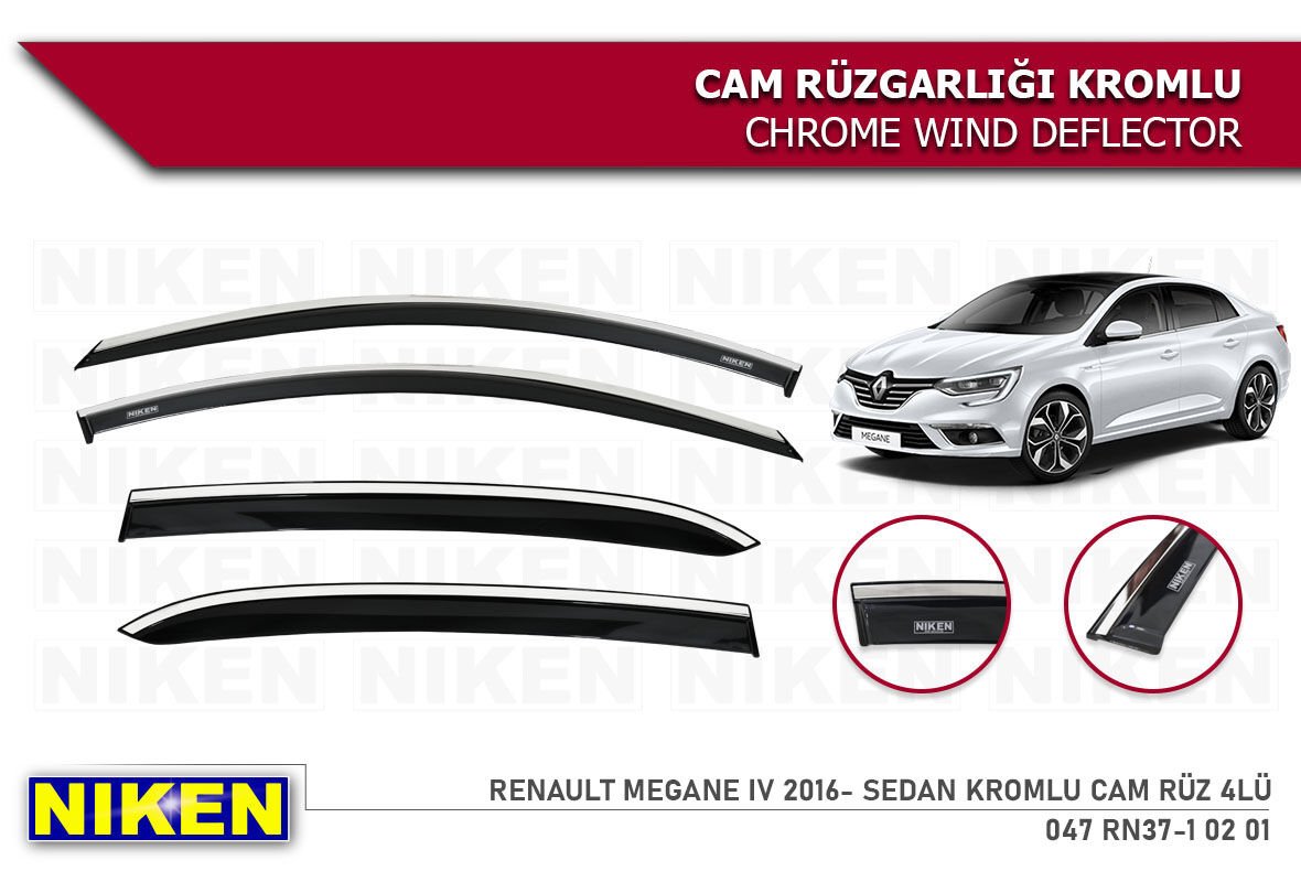 Renault Megane 4 Sedan Kromlu Cam Rüzgarlığı Niken 2016+