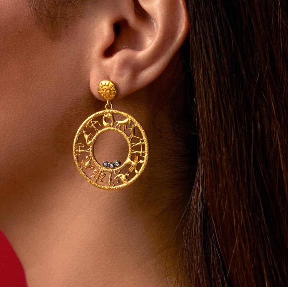 Earrings with Twelve Zodiac Figures