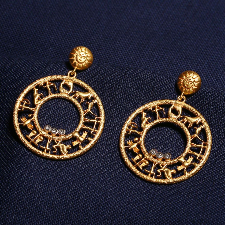 Earrings with Twelve Zodiac Figures