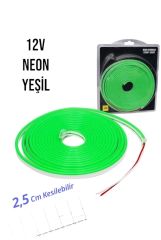 12 Volt Neon Şerit LED Yeşil 5 Metre Rulo