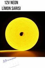 12 Volt Neon Şerit LED Limon Sarısı 5 Metre
