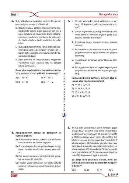 Sınav Yayınları 8. Sınıf LGS Paragraf Soru Bankası