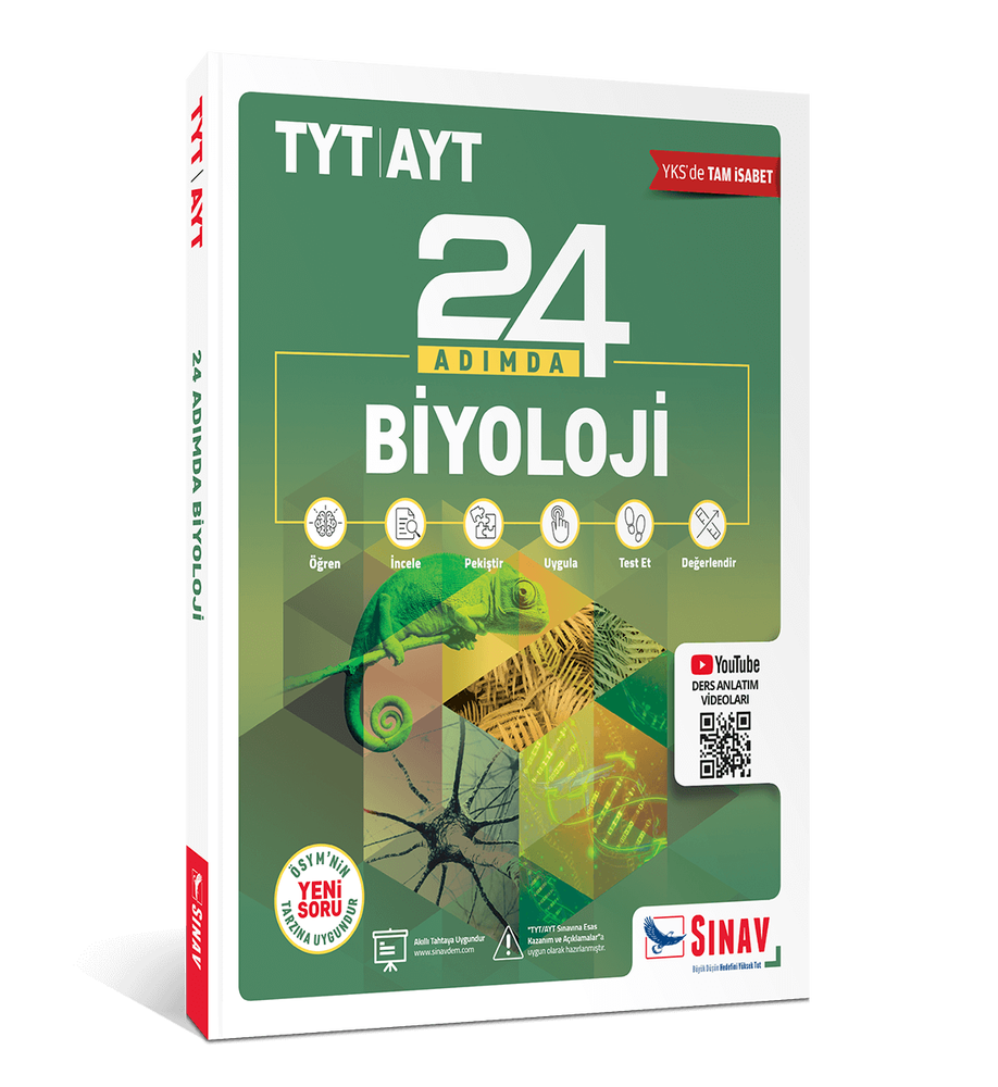 Sınav Yayınları TYT AYT Biyoloji 24 Adımda Konu Anlatımlı Soru Bankası