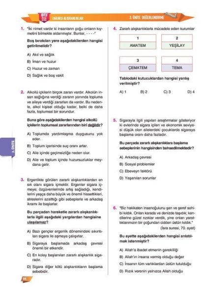 Sınav Yayınları 6. Sınıf Din Kültürü ve Ahlak Bilgisi Soru Bankası