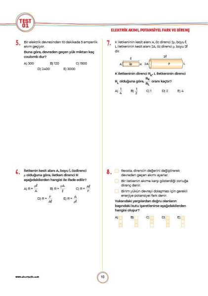 Sınav Yayınları 10. Sınıf Fizik Soru Bankası