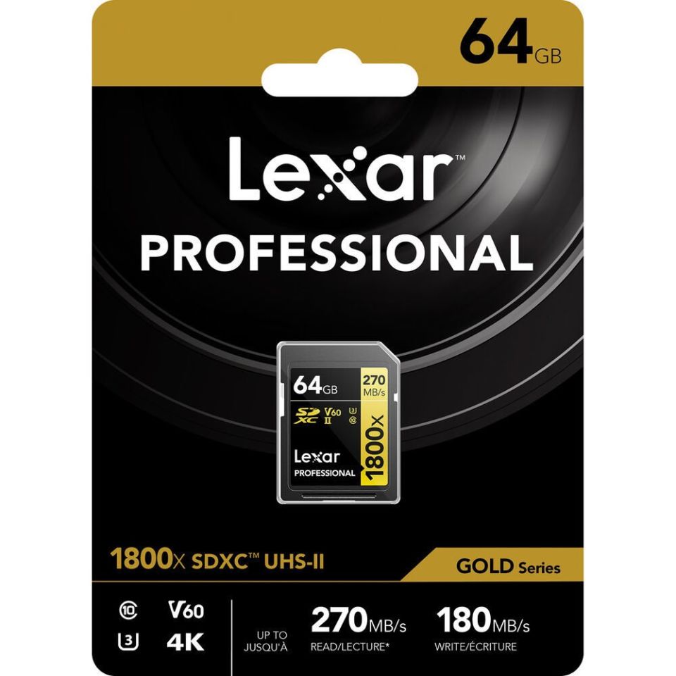 Lexar Gold Series 1800x 64 GB SDXC Class 10 UHS-II Hafıza Kartı