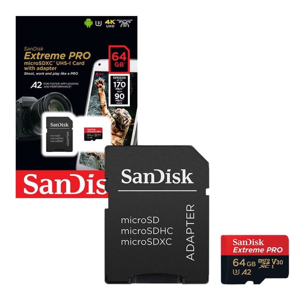 Sandisk MicroSD 64GB Extreme Pro 170mb/s Hafıza Kartı (SDXC U3 A2)