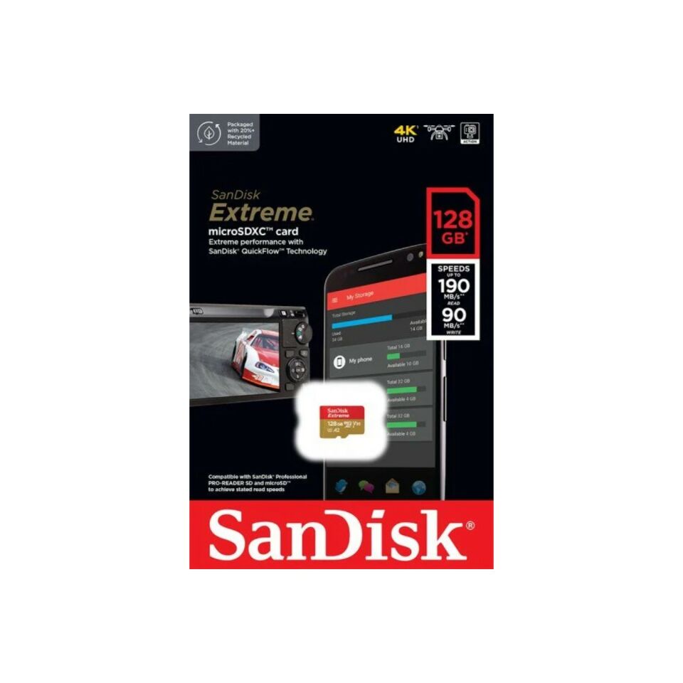 Sandisk Extreme Micro SD 128GB 190mb/sn Hafıza Kartı