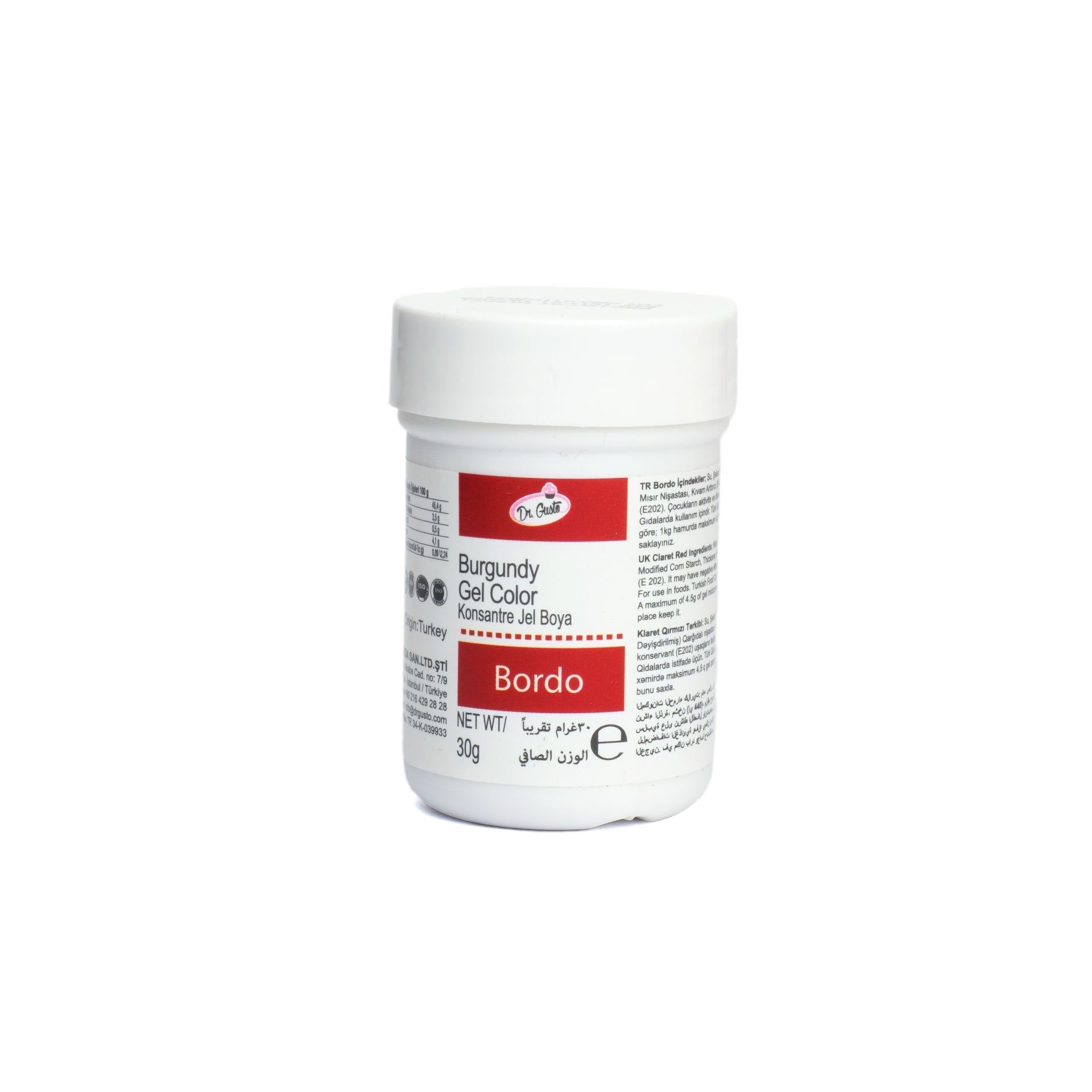 DR. GUSTO ŞİŞE JEL BOYA BORDO - 30 GR