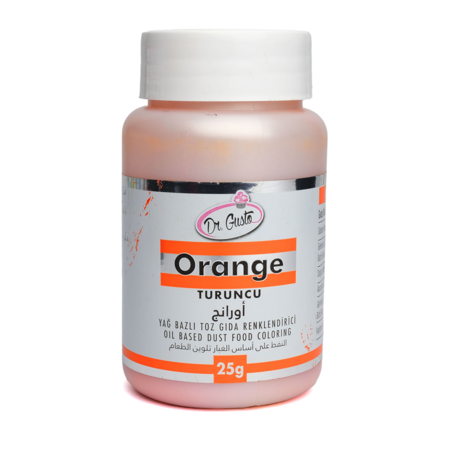 DR. GUSTO OIL BASED POWDER FOOD COLOR ORANGE - 25