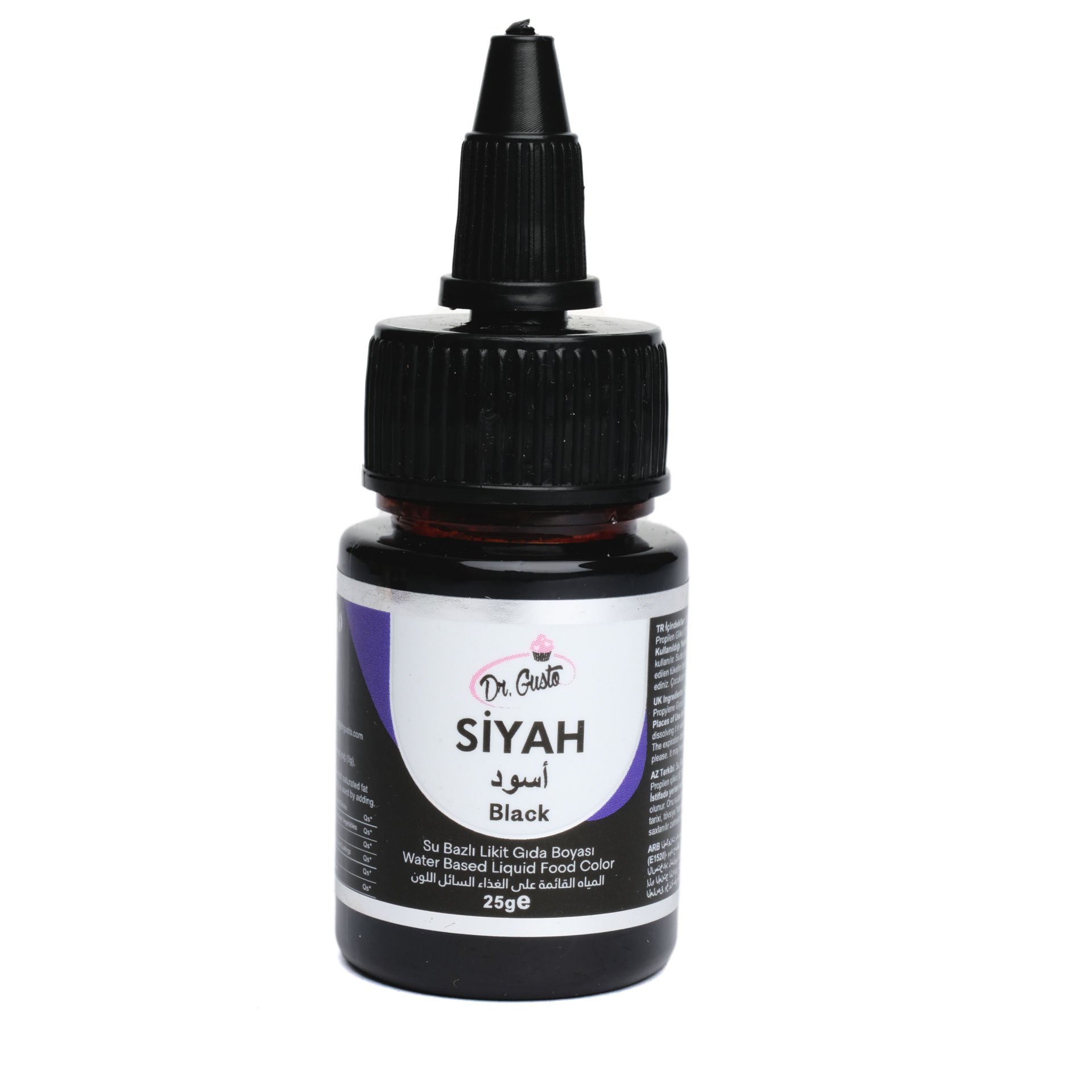 DR. GUSTO SU BAZLI LİKİT GIDA BOYASI SİYAH - 25