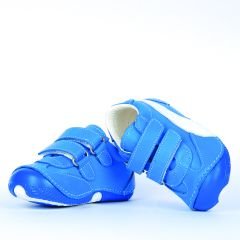 Hakiki Deri Ortopedik İlk Adım Bebek Ayakkabısı Saks Mavi
