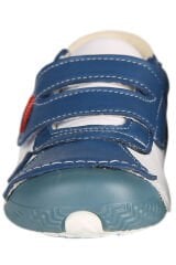 Hakiki Deri Ortopedik İlk Adım Bebek Ayakkabısı Mavi/Beyaz