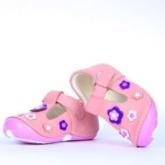 Hakiki Deri Ortopedik İlk Adım Bebek Ayakkabısı 7 Çiçek Pembe