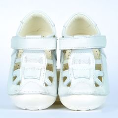 Hakiki Deri Ortopedik İlk Adım Bebek Ayakkabısı Delikli Beyaz