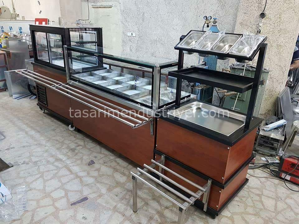 Self Servis Yemek Tezgahı Seti - Ceviz Model