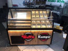 Waffle & Kumpir Teşhir Dolabı - Meşe Model