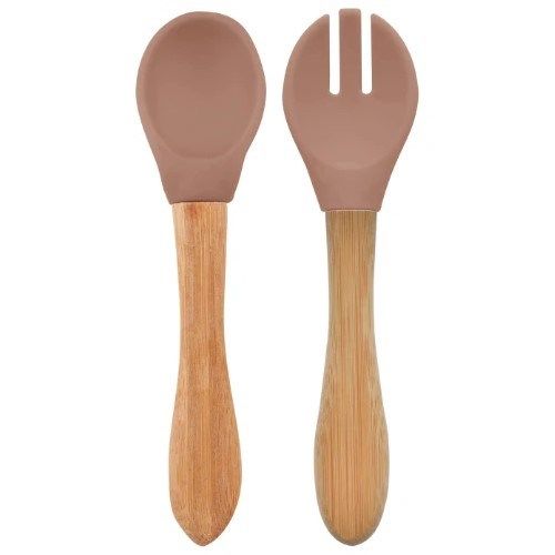 OiOi Mama Kaşığı ve Çatal Seti Woody Brown