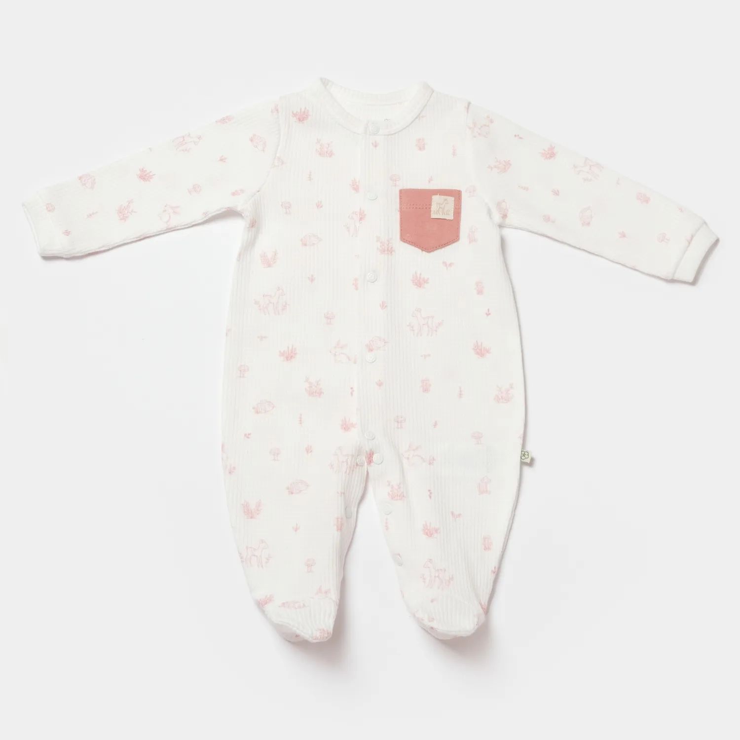 Bibaby Biorganic Waffle Deer And Bird Tulum 60741 Ekru Rose