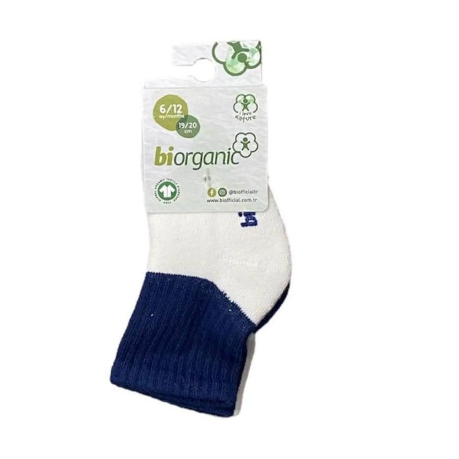 Bibaby Biorganic Colours 2'Li Havlu Kaymaz Çorap 68480 Ekru Lacivert