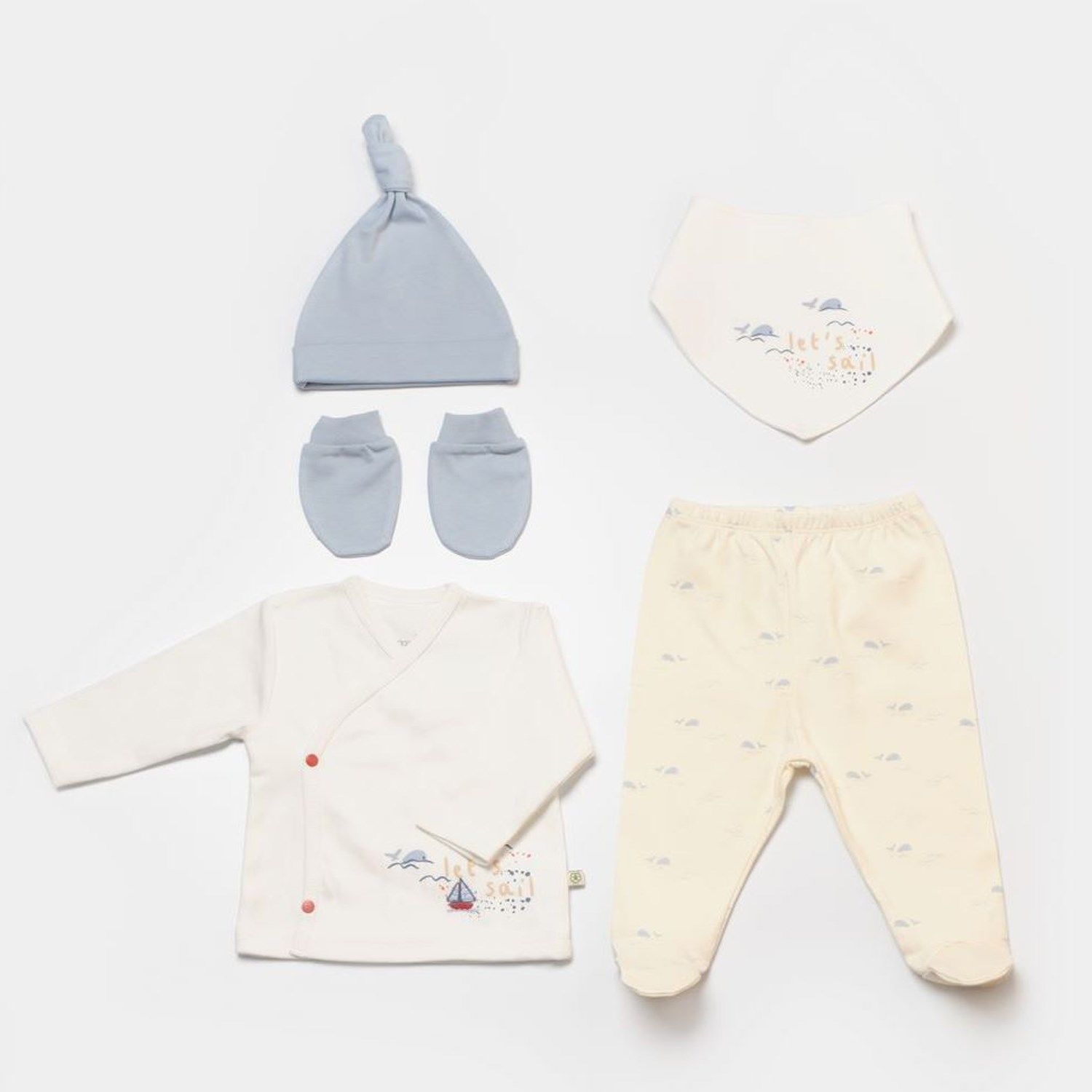 Bibaby Biorganic Sun Lets Sail 5'Li Hastane Çıkış Seti 62335 Ekru Mavi