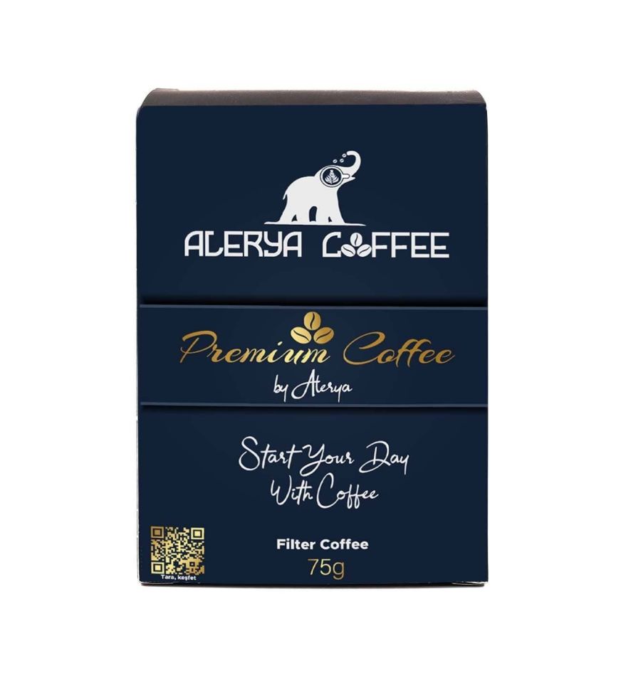 Özel Deri Kılıflı 500Ml Su Matarası & Alerya Premium Filtre Kahve & Siyah French Press & Siyah Kupa & Biscolata 40 gr Hediye Seti