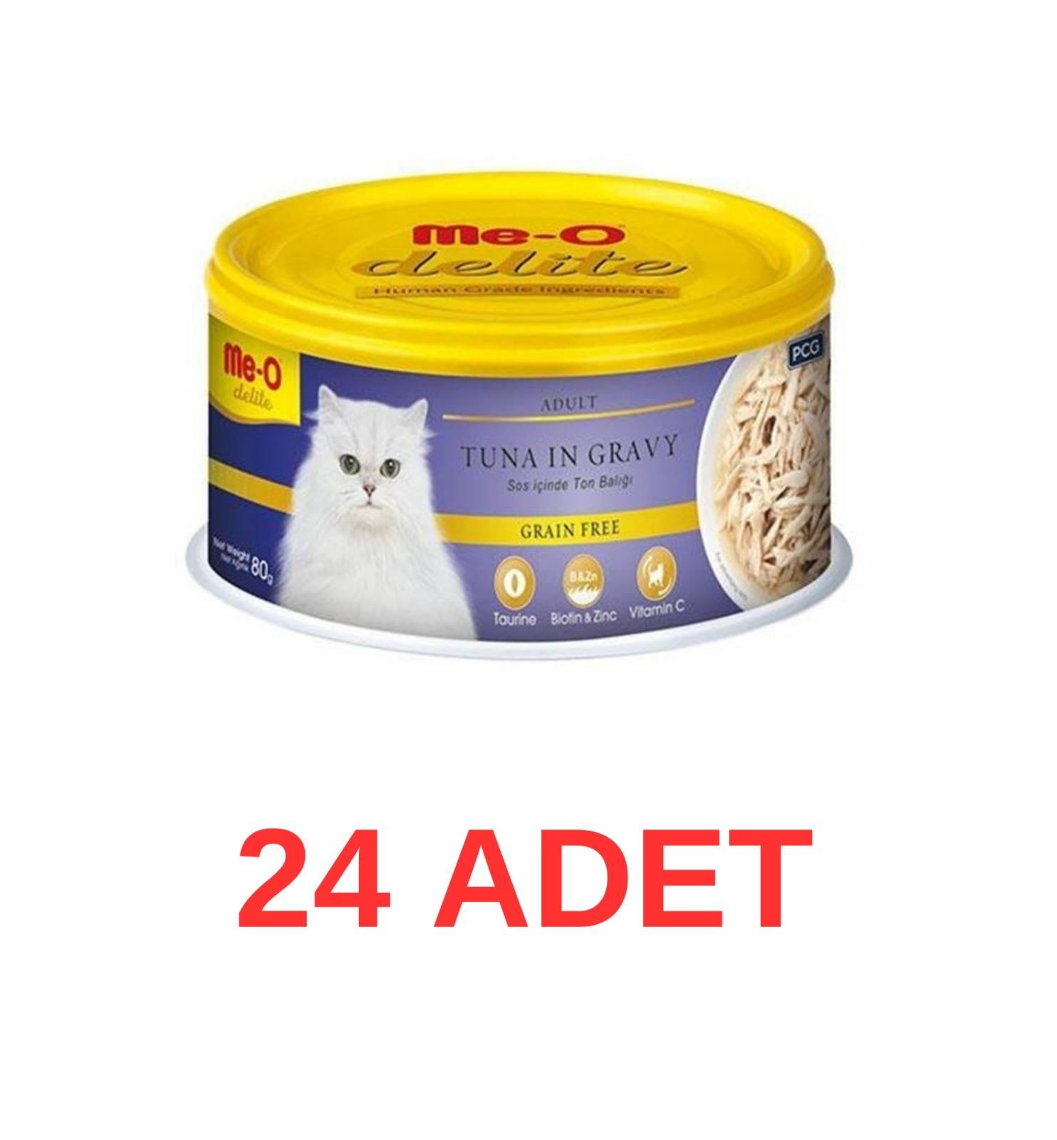 Me-O Delite Ton Balıklı Tahılsız Yetişkin Kedi Konservesi 80 Gr 24 Adet