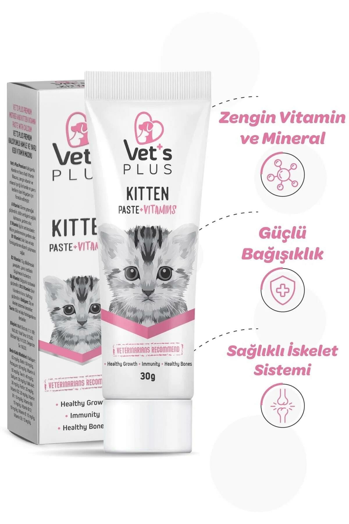 Vet´s Plus Hamile ve Yavru Kediler için Kalsiyumlu Multi Vitamin Kedi Macunu 30 Gr
