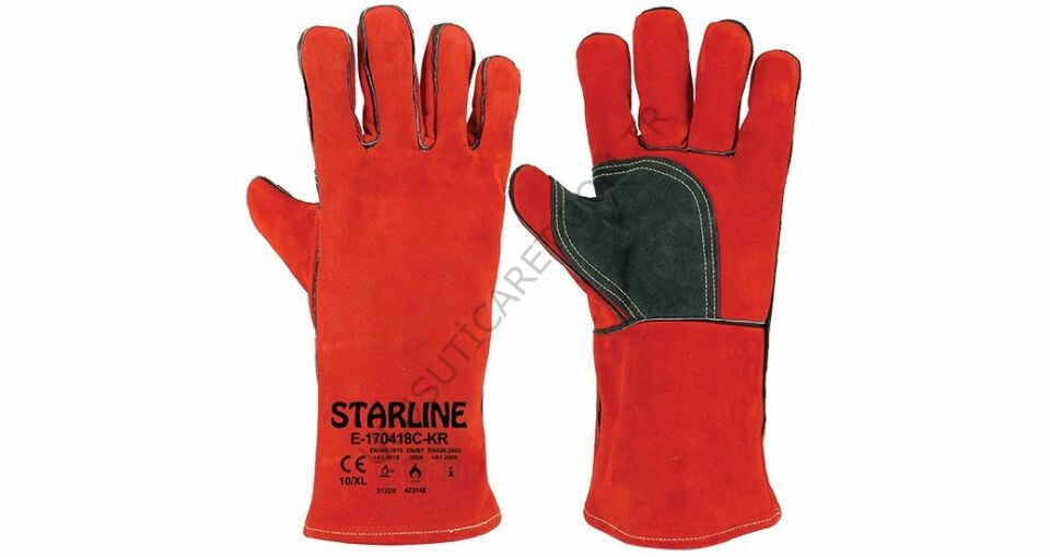 Starline E-170418C-Kr Kırmızı Takviyeli Kaynakçı Eldiven