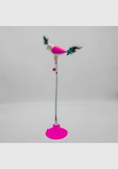 Markapet Vantuzlu Yaylı Kuşlu  Kedi Oyuncağı 30 cm Pembe