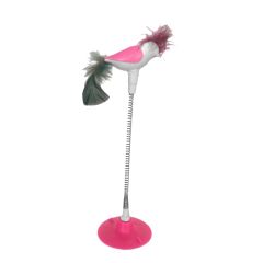 Markapet Vantuzlu Yaylı Kuşlu  Kedi Oyuncağı 30 cm Pembe