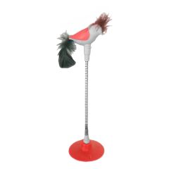 Markapet Vantuzlu Yaylı Kuşlu  Kedi Oyuncağı 30 cm Turuncu