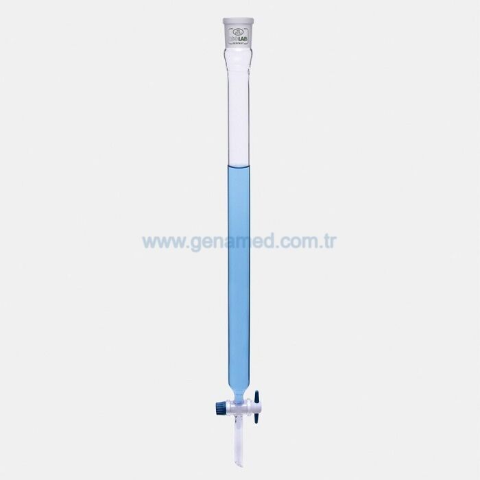 ISOLAB 066.10.004 kromotografi kolonu - dişi şilifli & fritsiz - 600 mm - çap 30 mm - dişi şilif : NS 29/32    1 adet = 1 adet