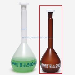 ISOLAB 014.13.100 balon joje - P.P - amber - B kalite - beyaz skala - 100 ml - NS 14/23    1 adet = 1 adet