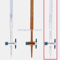 ISOLAB 017.02.010 büret - düz - şeffaf - PTFE musluklu - AS kalite - grup sertifikalı - mavi skala - 10 ml    1 adet = 1 adet