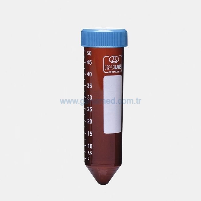 ISOLAB 078.12.004 tüp - santrfüj - amber - P.P - vidalı kapaklı - 50 ml - DNA/RNA free - gamma steril - tekli ambalaj    1 paket = 50 adet