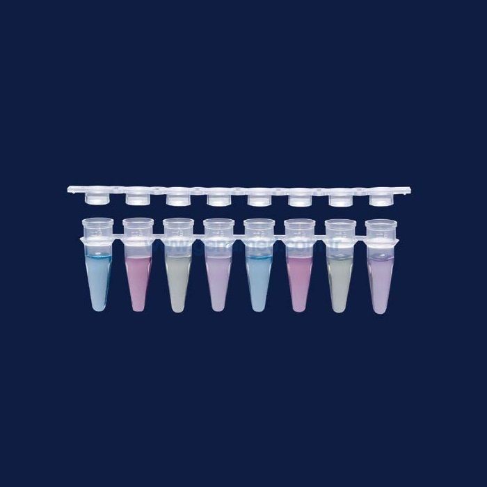 ISOLAB 123.03.028 PCR tüpleri - düz kapak - ayrı kapaklı - 8'li şerit - 0,2 ml    1 kolı = 120 adet