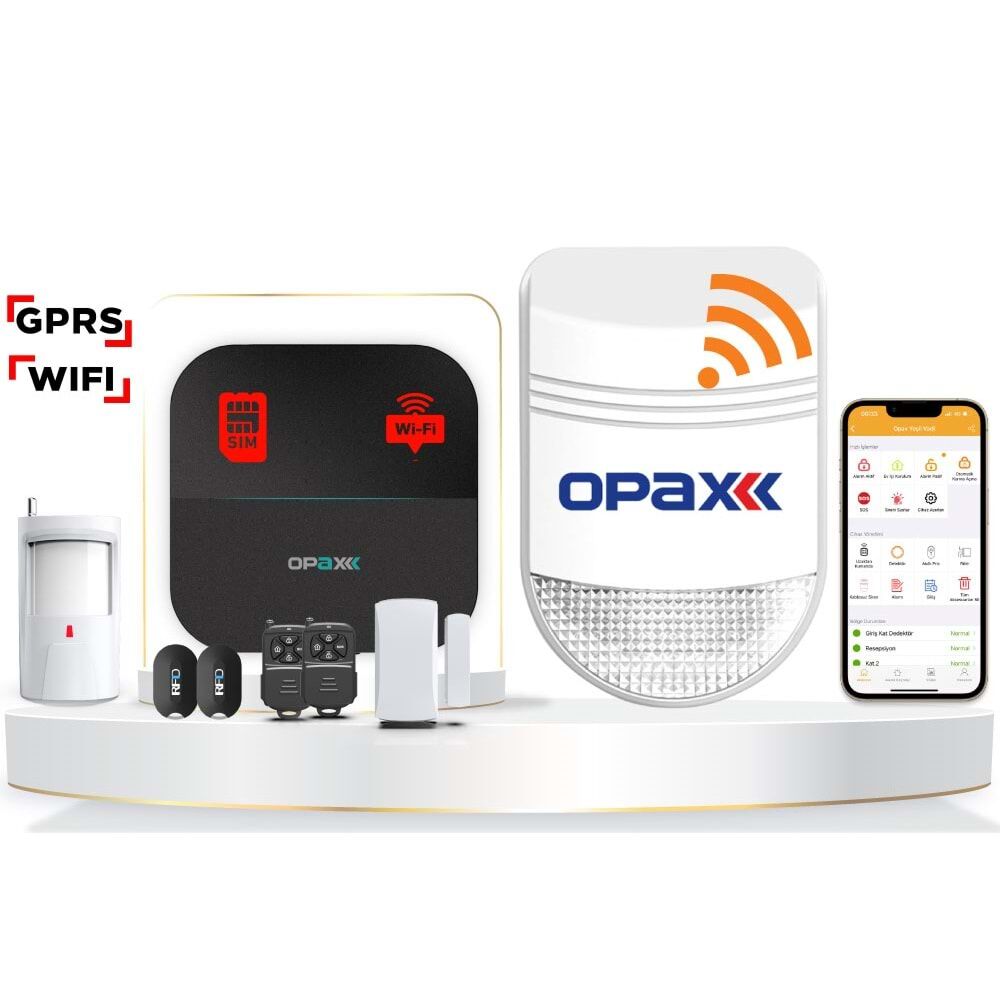 OPAX-W20 GPRS I GSM I WIFI & BGR-09  KABLOSUZ SİRENLİ   AKILLI ALARM SİSTEMİ