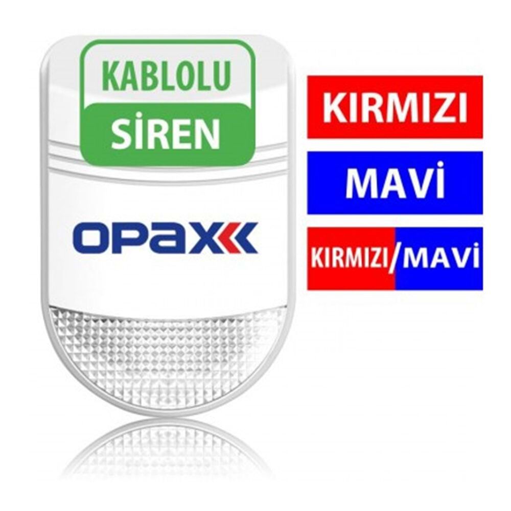 BGR-10 KABLOLU 48 LED KIRMIZI / MAVİ / KIRMIZI+MAVİ IŞIKLI HARİCİ ALARM SİRENİ