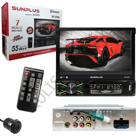 Sun Plus Oto Teyp Indash 7'' 4X55W Bt/usb/sd/aux Mirror Link 7 Renkli Kamera Hediye Sunplus SP-9090