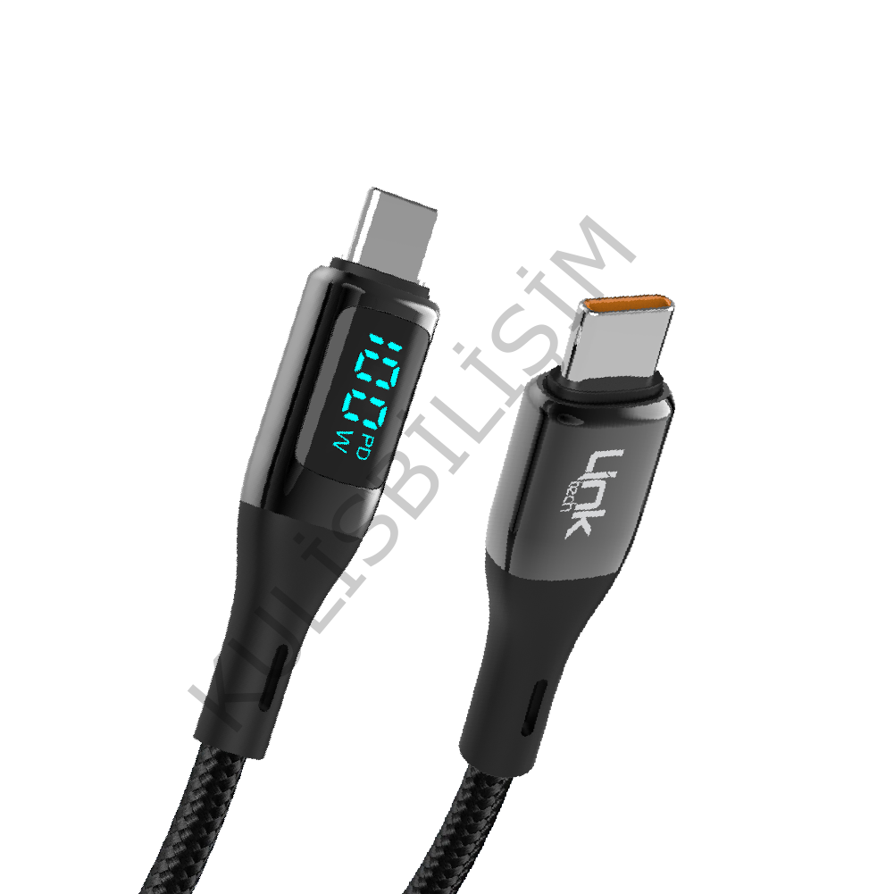 K680 Safe Dijital Göstergeli USB-C/Type-C 100W Şarj Kablosu