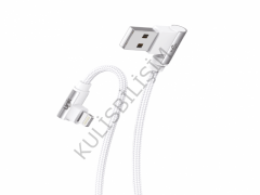 K593 Safe Lightning USB 90 Derece Şarj Kablosu