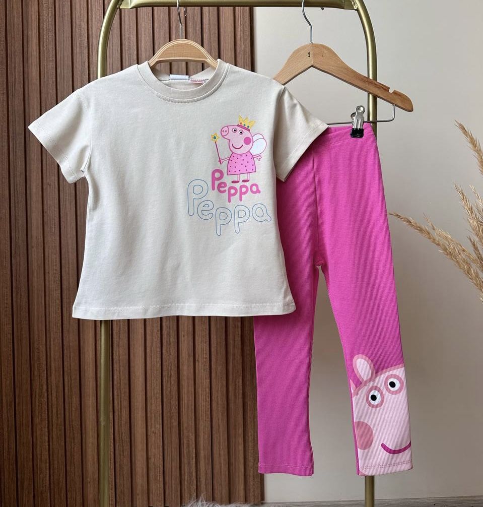 Peppa Baskılı Taytlı Takım