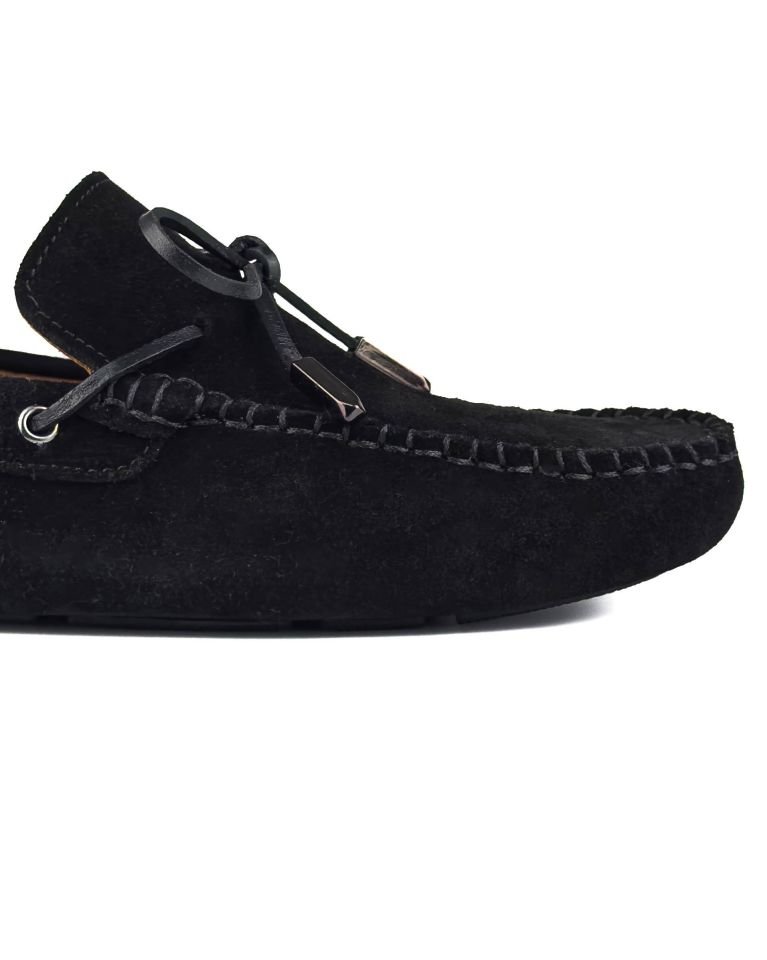 Teos Siyah Hakiki Süet Deri Erkek Loafer Ayakkabı
